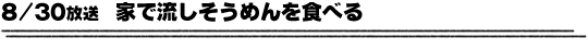 8/30放送「家で流しそうめんを食べる」