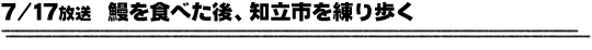 7/17放送「鰻を食べた後、知立市を練り歩く」