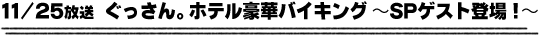 11/25放送「ぐっさん。ホテル豪華バイキング〜SPゲスト登場！」