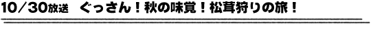 10/30放送　ぐっさん！秋の味覚！松茸狩りの旅！