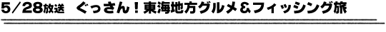 5/28放送　ぐっさん！東海地方グルメ＆フィッシング旅