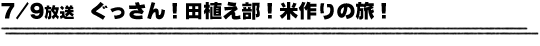 7/9放送　ぐっさん！田植え部！米作りの旅！