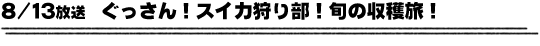 8/13放送　ぐっさん！スイカ狩り部！旬の収穫旅！