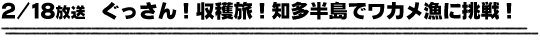 2/18放送　ぐっさん！収穫旅！知多半島でワカメ漁に挑戦！