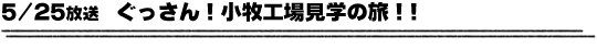 5/25放送　ぐっさん！小牧工場見学の旅！！