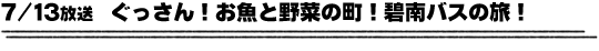 7/13放送　ぐっさん！お魚と野菜の町！碧南バスの旅！