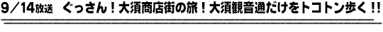 9/14放送　ぐっさん！大須商店街の旅！大須観音通だけをトコトン歩く！！