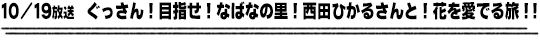 10/19放送　ぐっさん！目指せ！なばなの里！西田ひかるさんと！花を愛でる旅！！