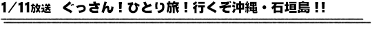 1/11放送　ぐっさん！ひとり旅！行くぞ沖縄・石垣島！！