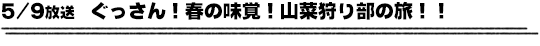 5/9放送　ぐっさん！春の味覚！山菜狩り部の旅！！
