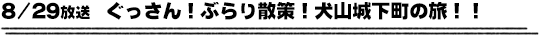 8/29放送　ぐっさん！ぶらり散策！犬山城下町の旅！！