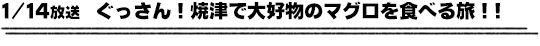 1/14放送　ぐっさん！焼津で大好物のマグロを食べる旅！！