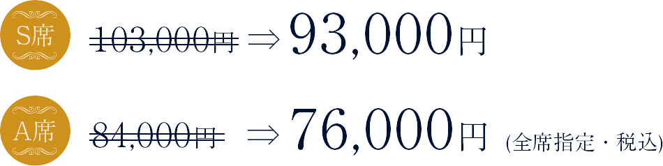 S席:103,000円　A席:84,000円　（全席指定・税込）