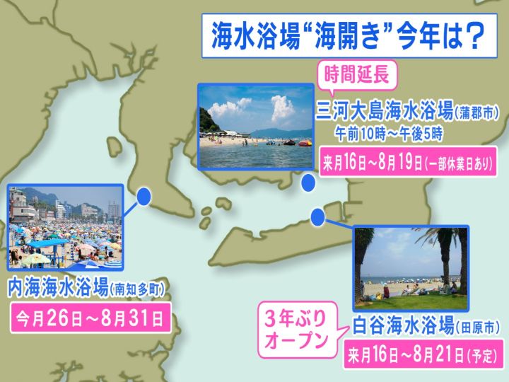 4年ぶりに海開き の所も 愛知 三重の海水浴場 今年の開業予定 多くが通常に近い形でオープンへ 東海テレビnews