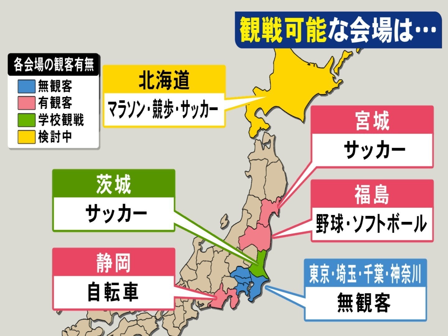 1都3県 無観客 に 東京五輪各会場の開催形式は 制限付きの有観客 や 観客の有無検討中 の所も 東海テレビnews 1都3県 無観客 に 東京五輪各会場の開催形式は 制限付きの有観客 や 観客の有無検討中 の所も 東海テレビnews